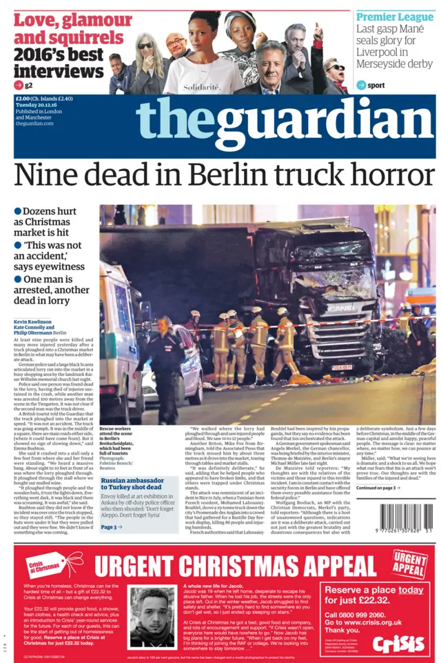 The Guardian tập trung vào các nhân chứng kể lại vụ Berlin.