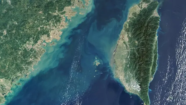 Satellite view of Taiwan Strait