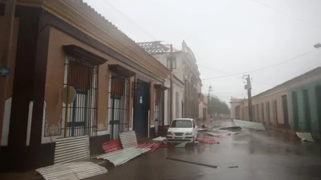 Damaged buildings in Remedios, Cuba