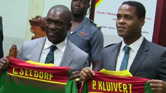 New coach of Indomitable Lions of Cameroon Clarence Seedorf and e assistant Patrick Kluivert