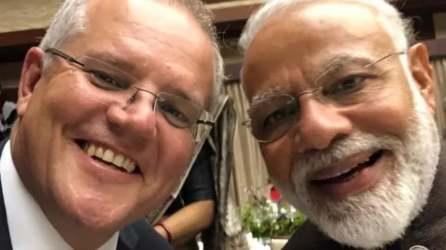 स्कॉट मॉरीसन और नरेंद्र मोदी की फ़ाइल फ़ोटो