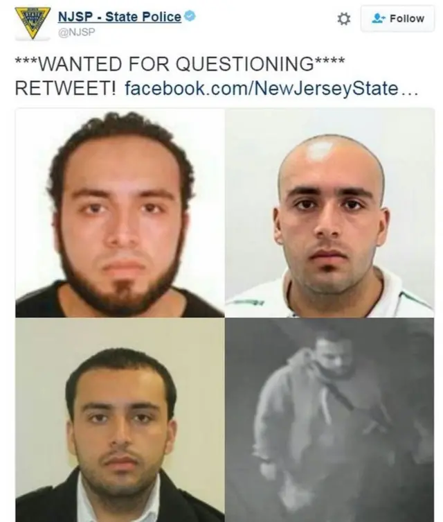 Tuit de la policía de New Jersey