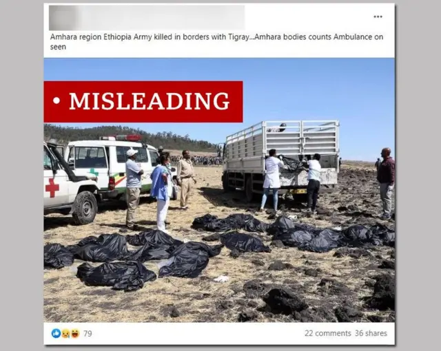 የተጭበረበረው የኢትዮጵያ አየር መንገድ አውሮፕላን አደጋ ፎቶ