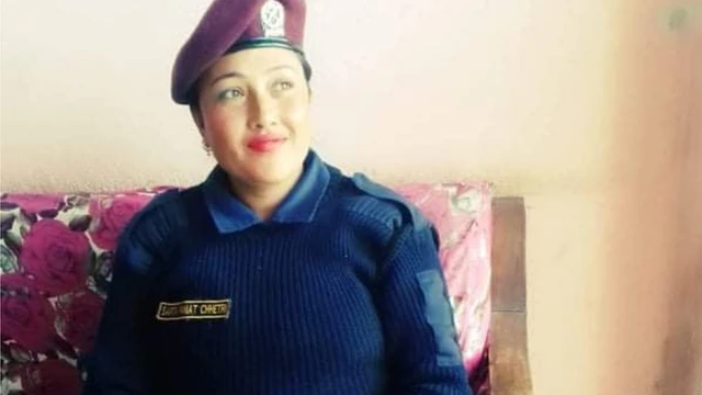 म्यादी प्रहरीको पोसाकमा सरिता पन्थी।