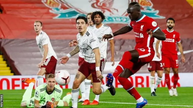 Mané yatsinze igitego cya mbere muri 3 - 1 Liverpool yatsinze Arsenal ku wa mbere