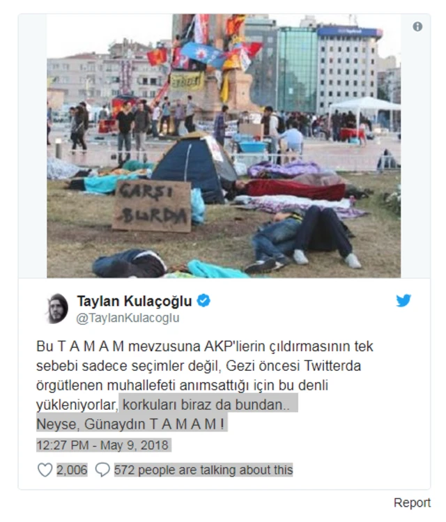 এই হ্যাশট্যাগ যুদ্ধের সঙ্গে গেজি পার্ক আন্দোলনের তুলনা দিয়েছেন অ্যাকটিভিস্ট তায়লান কুলাচৌলু।