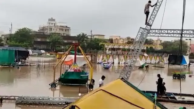 પોરબંદરમાં મેળાના ગ્રાઉન્ડમાં પાણી ભરાયાં