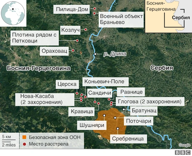 Сребреница, карта