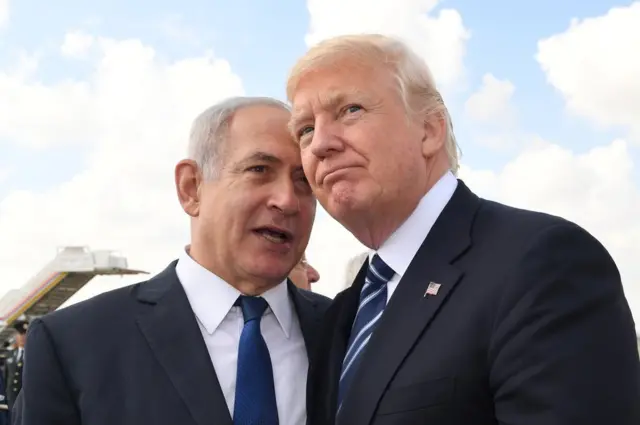 అమెరికా అధ్యక్షుడు డొనాల్డ్ ట్రంప్‌తో ఇజ్రాయెల్ అధ్యక్షుడు బెంజమిన్ నెతన్యాహు
