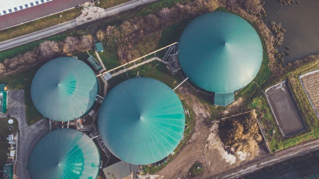 Biyogaz santrali havadan görünüm