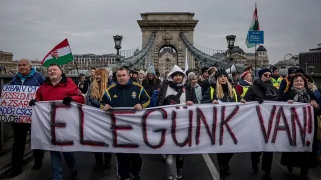Manifestación contra Orbán