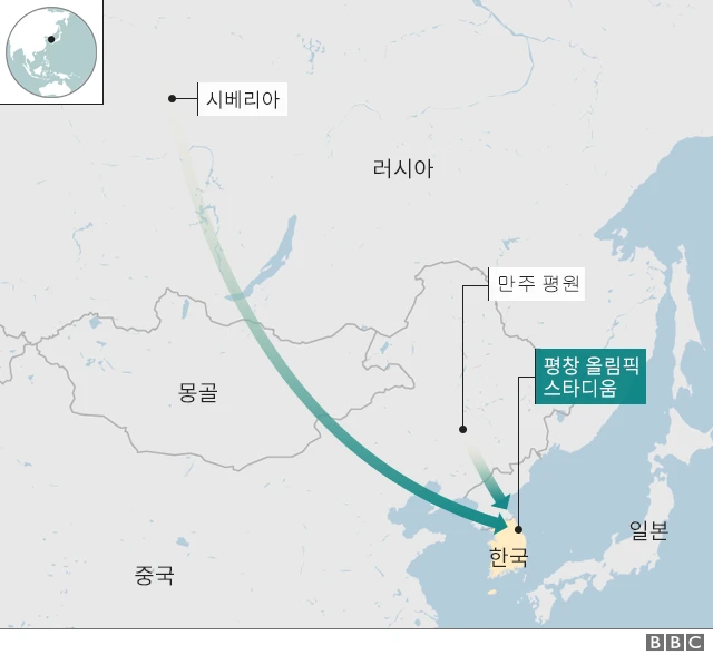 평창은 겨울철 만주평야와 시베리아에서 칼바람으로도 유명하다