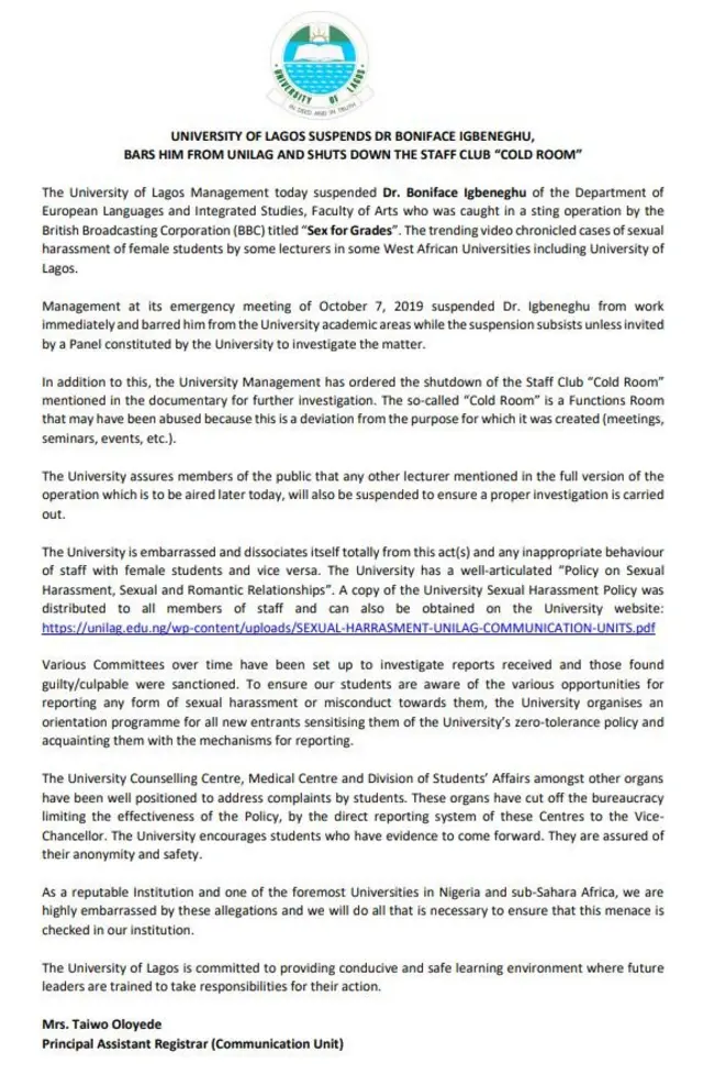 oro alaṣẹ UNILAG