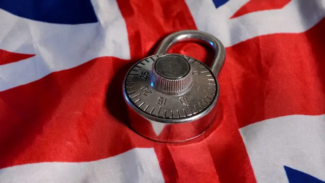 Замок от сейфа на британском флаге