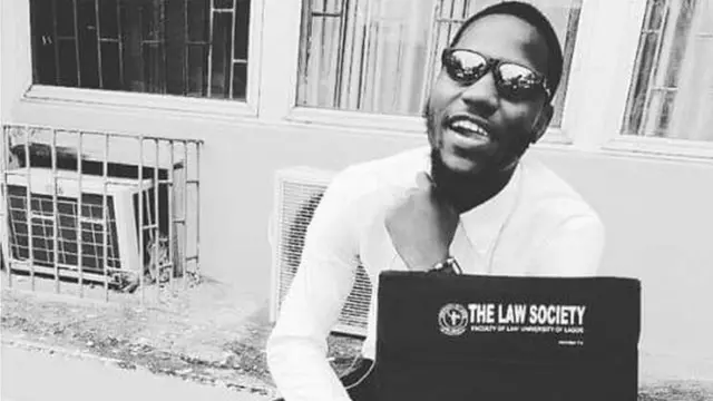 Scott wit im Law school bag