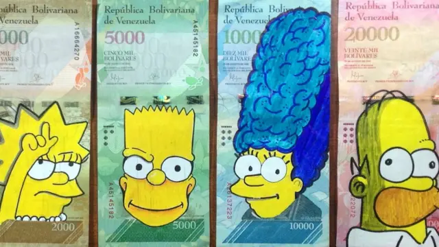 Dibujo sobre billete.