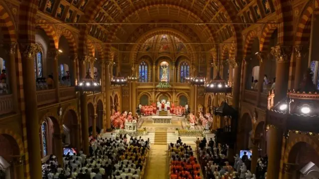 Pope Francis leading a Holy Mass at the Assumption Cathedral in Bangkok on November 22, 2019