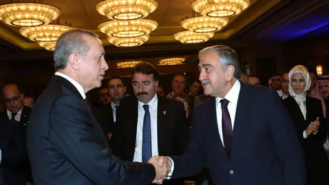 Cumhurbaşkanı Recep Tayyip Erdoğan ve Kuzey Kıbrıs lideri Mustafa Akıncı