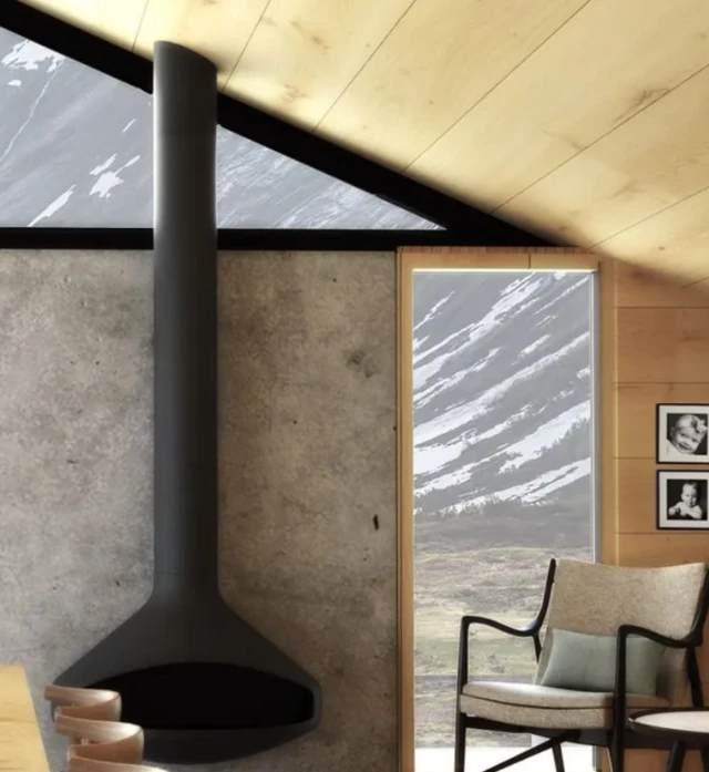 Pencereden görünen dağ manzarası