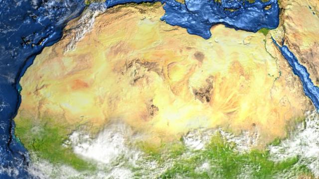 Vista satelital de desierto del Sahara
