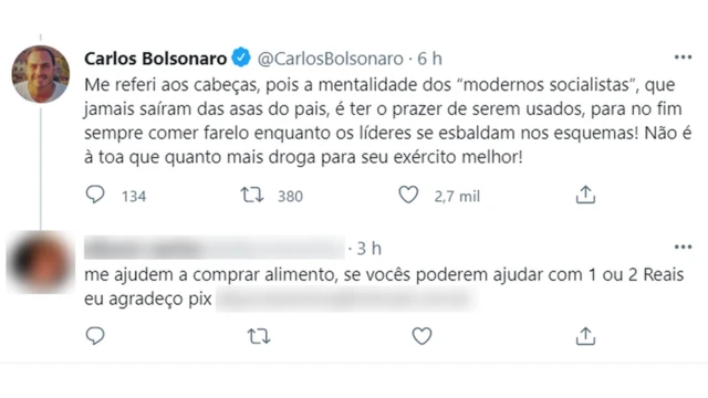 Pedinte postandodeposito mínimo betanoresposta a Carlos Bolsonaro no Twitter