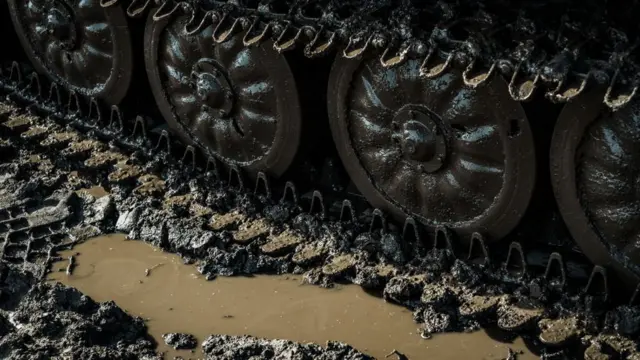 Гусеница в грязи