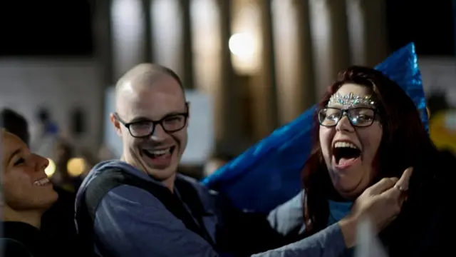 Anti-abortion rights people celebrating