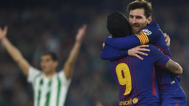 El uruguayo Luis Suárez y el argentino Lionel Messi