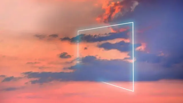 Atardecer con cuadrado de neón