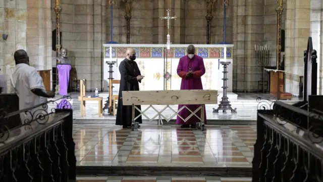 Tutu's coffin in St George's Cathedral