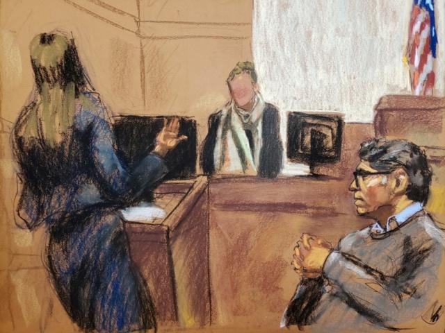 Un dibujo del juicio a Keith Raniere en el tribunal de Brooklyn, Nueva York