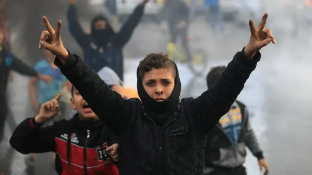 غزہ شہر میں بھی مظاہرے کیے گئے۔