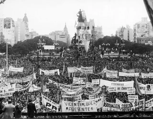 Buenos Aires. Support Demonstartion For Eva Peron In Front Of The Parliament Building