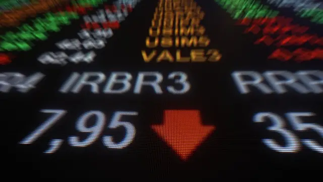 Panel electrónico en la bolsa de Sao Paulo.