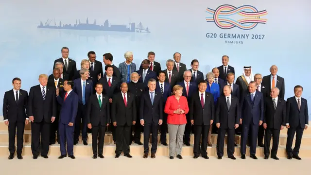 Los presidentes del G20 en Hamburgo, Alemania.