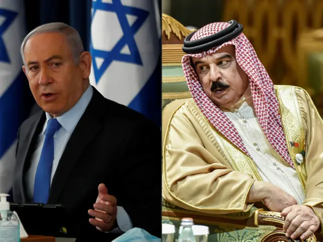 Bahreyn Kralı Hamad bin Isa Al Khalifa ve İsrail Başbakanı Benjamin Netanyahu