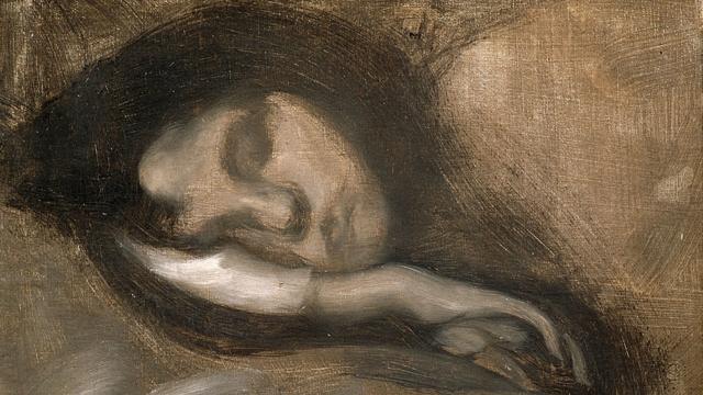 'Cabeça de uma mulher adormecida', séculos 19 e 20. Artista: Eugene Carriere