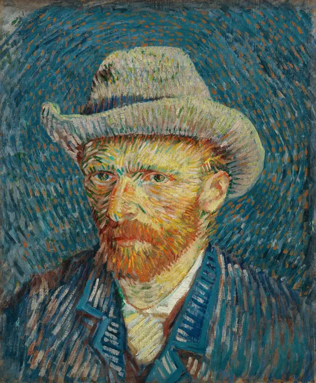 "Autorretrato com chapéumelhores plataformas de apostasfeltro cinza" (setembro/outubromelhores plataformas de apostas1887) — Museu van Gogh,melhores plataformas de apostasAmsterdã