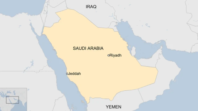 Map showing Saudi Arabia