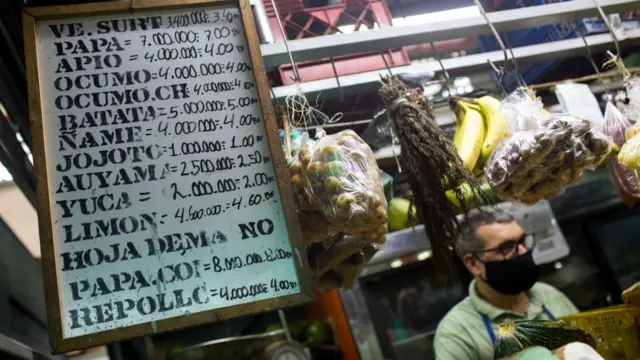 Tabela de preços de uma barraca na feira