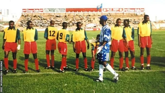 Eric Murangwa Eugene before a game with Rwanda