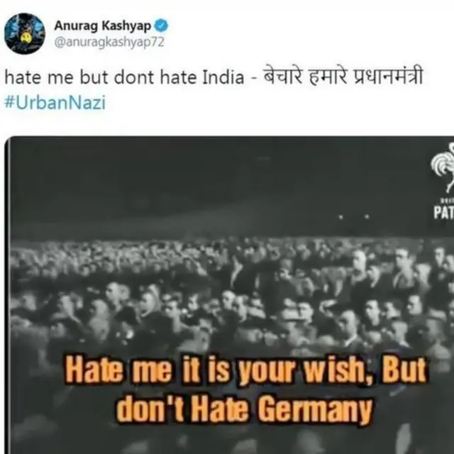 पंतप्रधान नरेंद्र मोदी, हिटलर, अनुराग कश्यप