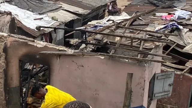 Elechi Beach na one of di slums for Port Harcourt and most of di houses na batcher wey dey closely built wit plank and zinc