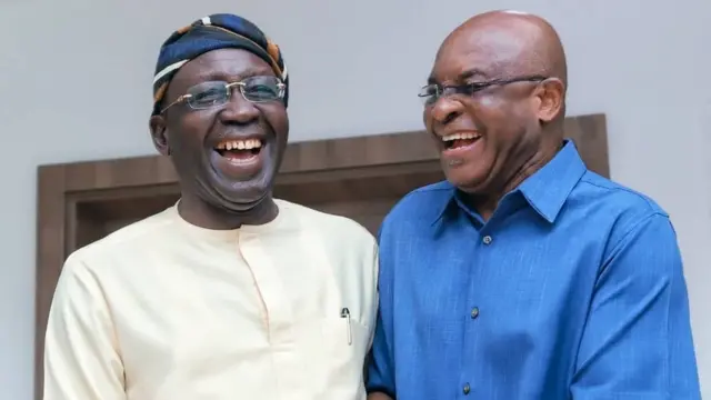 PDP new national chairman former Senate President Senator Iyorchia Ayuh wit former Senate President Senator David Mark