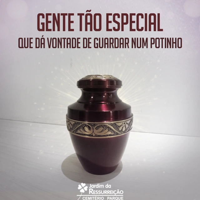 Urna funerária com legenda: gente tão especial que dá vontadejogo da sena onlineguardar num potinho