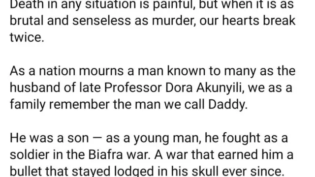 Ọnwụ papa anyị bụ ihe nnukwu mwute