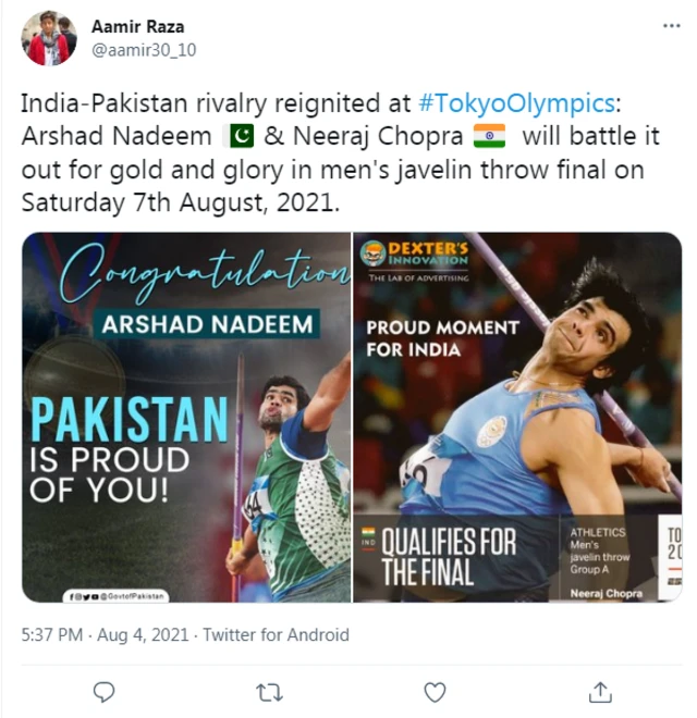 ارشد ندیم، نیرج چوپڑا