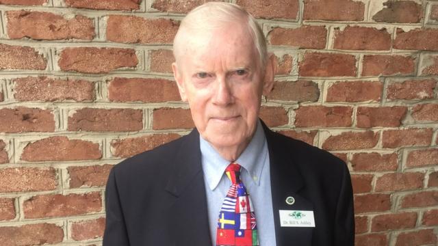 Dr Bill Ashley - and his "flags of the world" tie