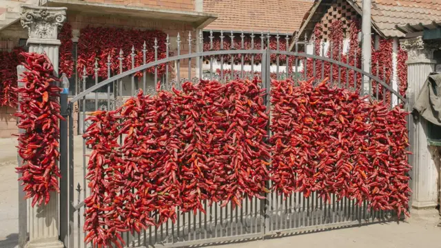 Paprika se suši svuda po selu gde može da se okači