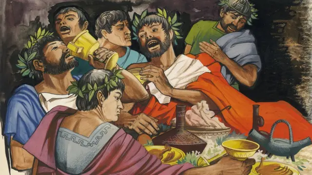 Ricos griegos en banquete